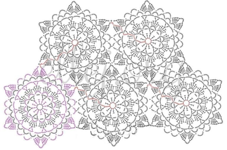 Esquema detalhado de confecção de malhas de hexágono de crochê. Crochê de hexágono simples: idéias de aplicação. —
